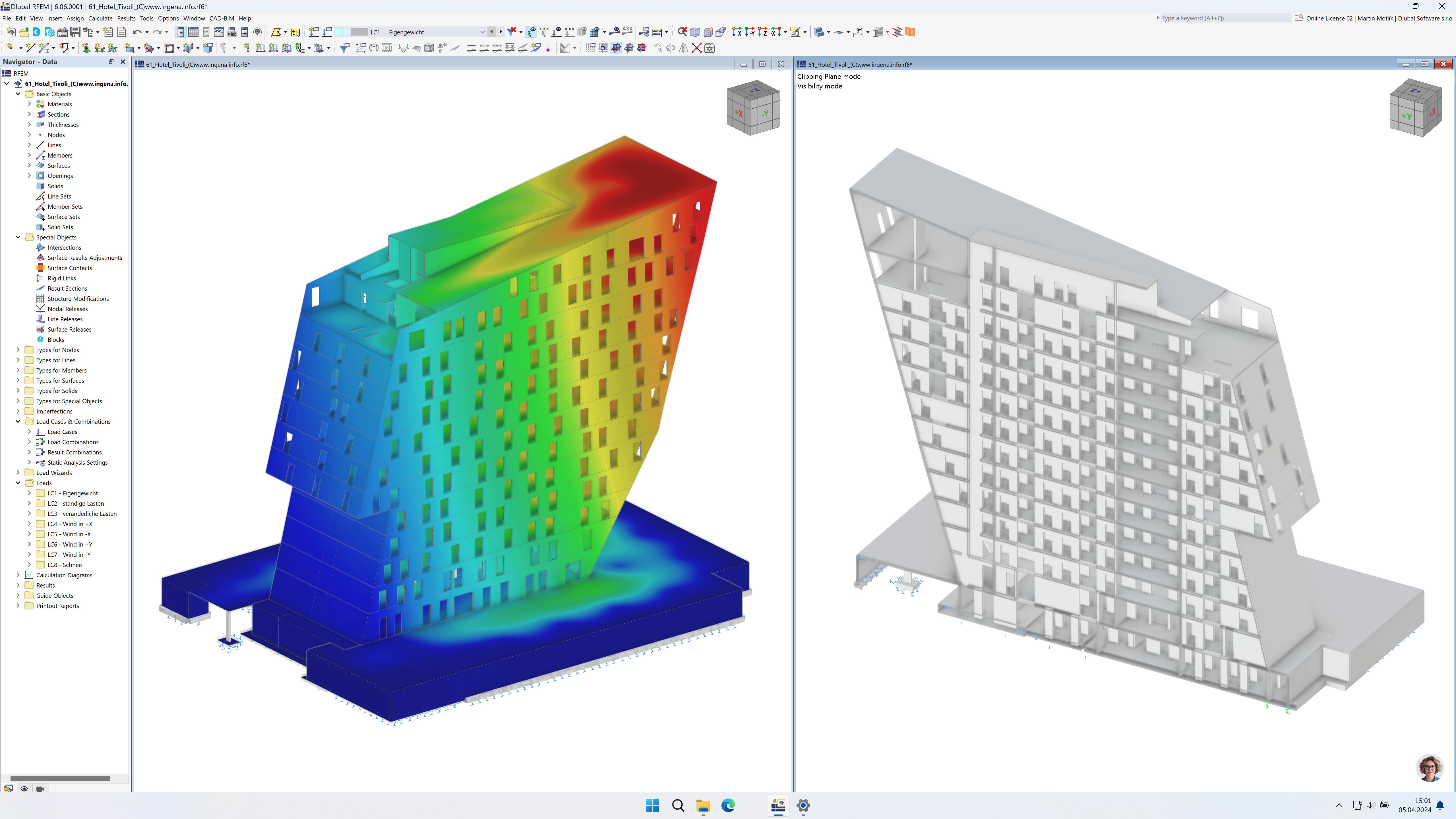 Modell mit visualisierter Verformung in RFEM (© in.ge.na.)